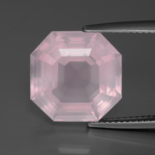 9,12 ctw natürlicher rosafarbener Rosenquarz, Smaragdschliff, Transparent