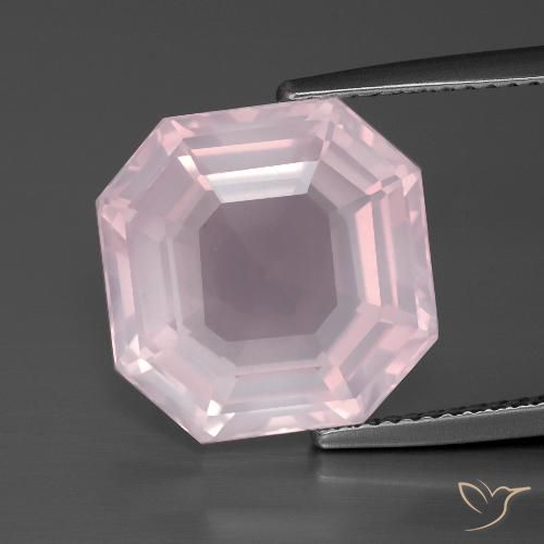 10.23ct Natürlicher hellrosa Rosenquarz, Smaragdschliff, Transparent