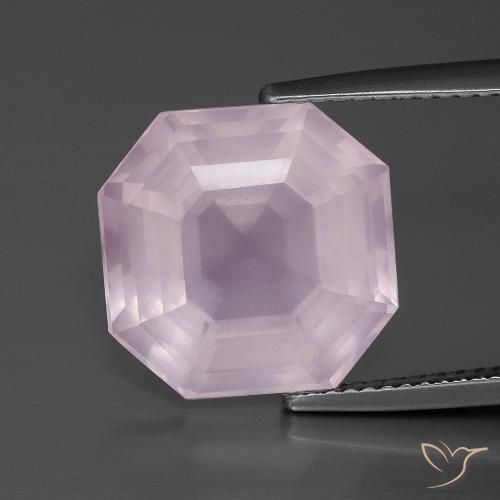 9.30ct Natürlicher Kaugummi Rosa Rosenquarz, Smaragdschliff, Transparent