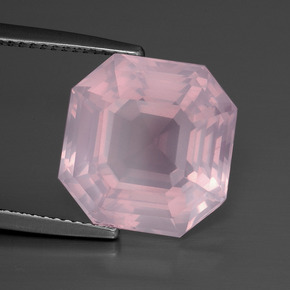 10,62 ctw natürlicher rosafarbener Rosenquarz, Smaragdschliff, Transparent