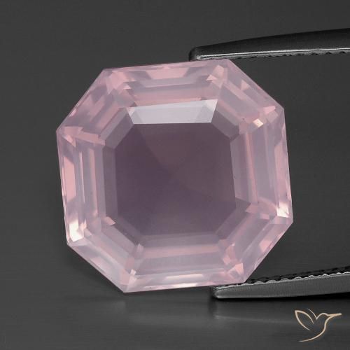11.52ct Natürlicher Kaugummi Rosa Rosenquarz, Smaragdschliff, Transparent
