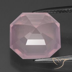 9,17 ctw natürlicher Mittelrosa Rosa Rosenquarz, Oktagonschliff, Transparent