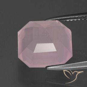 9,17 ctw natürlicher Mittelrosa Rosa Rosenquarz, Smaragdschliff, Transparent