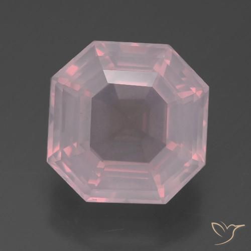 6.10ct Natürlicher hellrose-rosa Rosenquarz, Smaragdschliff, Transparent