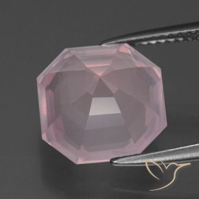 9,17 ctw natürlicher hellrose-rosa Rosenquarz, Oktagonschliff, Transparent
