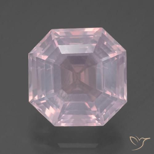 6.74ct Natürlicher hellrosa Rosenquarz, Smaragdschliff, Transparent