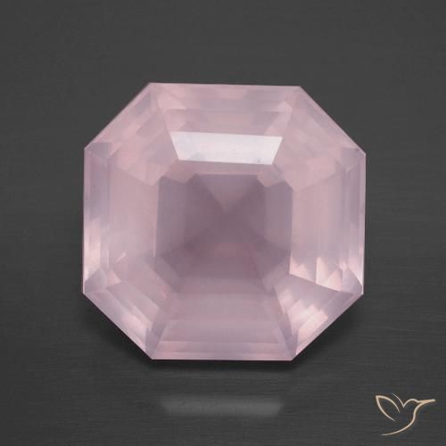8.75ct Natürlicher hellrosa Rosenquarz, Smaragdschliff, Transparent
