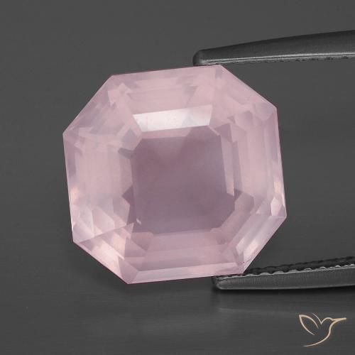 8.20ct Natürlicher hellrose-rosa Rosenquarz, Smaragdschliff, Transparent