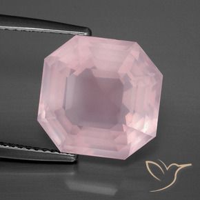9,17 ctw natürlicher hellrose-rosa Rosenquarz, Oktagonschliff, Transparent