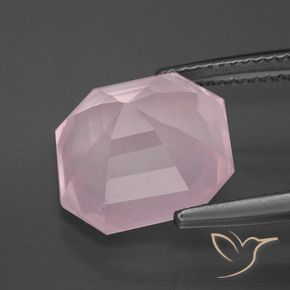 9,17 ctw natürlicher hellrose-rosa Rosenquarz, Oktagonschliff, Transparent