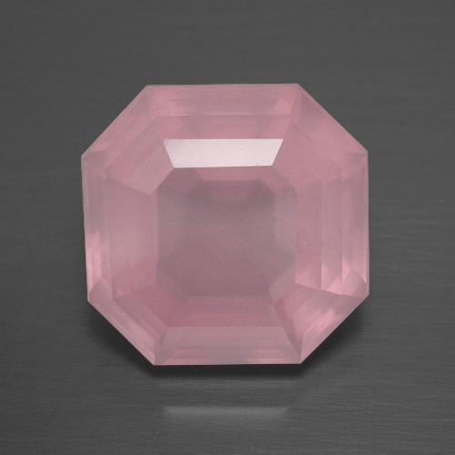 8,04 ctw natürlicher rosafarbener Rosenquarz, Smaragdschliff, Transparent