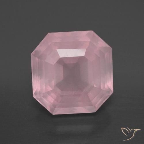7.36ct Natürlicher Mittelrosa Rosa Rosenquarz, Smaragdschliff, Transparent