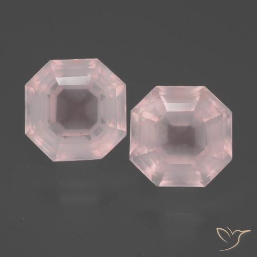 9.36ctw Natürlicher hellrose-rosa Rosenquarz, Smaragdschliff, Transparent