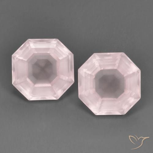 13.64ctw Natürlicher hellrose-rosa Rosenquarz, Smaragdschliff, Transparent