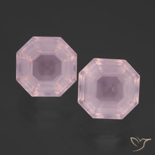 8,91 ct natürliche rosafarbener Rosenquarz-Edelsteine, Smaragdschliff, Transparent