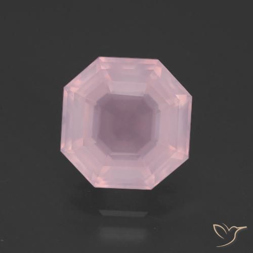 4.12ct Natürlicher rose-rosa Rosenquarz, Smaragdschliff, Transparent