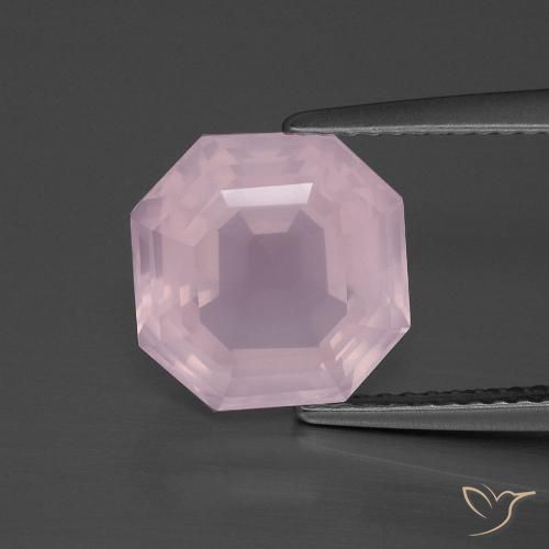 4.03ct Natürlicher Kaugummi Rosa Rosenquarz, Smaragdschliff, Transparent
