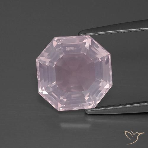 3.76ct Natürlicher hellrosa Rosenquarz, Smaragdschliff, Transparent