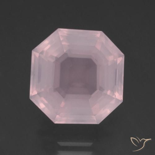 10.27ct Natürlicher hellrosa Rosenquarz, Smaragdschliff, Transparent
