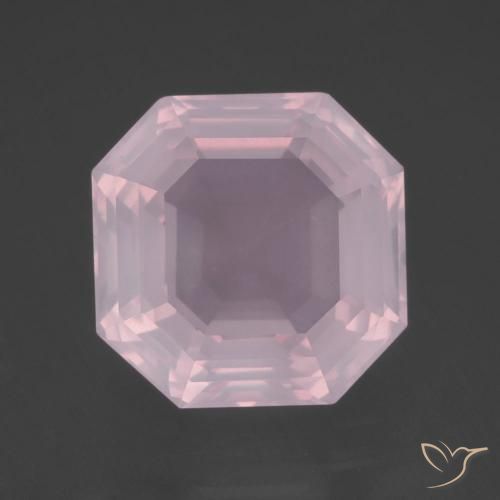 11.75ct Natürlicher hellrosa Rosenquarz, Smaragdschliff, Transparent