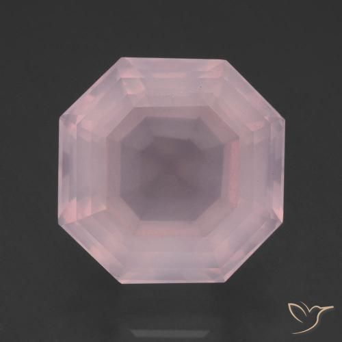 12.66ct Natürlicher rose-rosa Rosenquarz, Smaragdschliff, Transparent