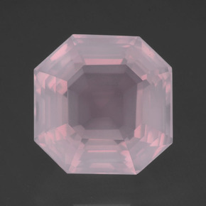 14,37 ctw natürlicher rosafarbener Rosenquarz, Smaragdschliff, Transparent