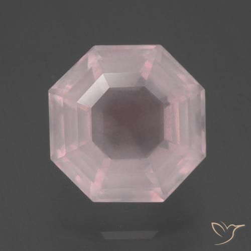 4.23ct Natürlicher hellrose-rosa Rosenquarz, Smaragdschliff, Transparent