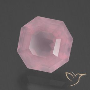 4,37 ctw natürlicher rosafarbener Rosenquarz, Smaragdschliff, Transparent