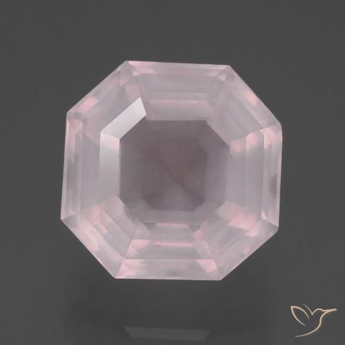 4.74ct Natürlicher Sehr helles Rosenrosa Rosenquarz, Smaragdschliff, Transparent