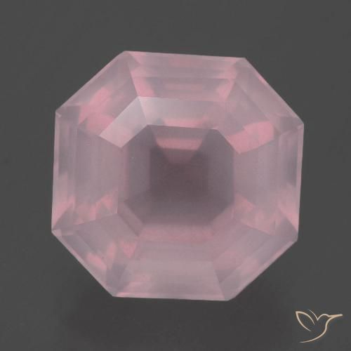 8.36ct Natürlicher rose-rosa Rosenquarz, Smaragdschliff, Transparent