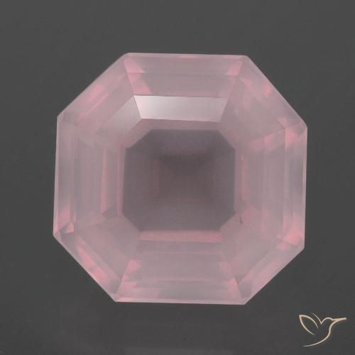 8.70ct Natürlicher Mittelrosa Rosenquarz, Smaragdschliff, Transparent