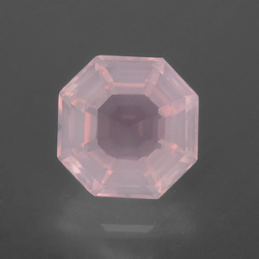 3,47 ctw natürlicher rosafarbener Rosenquarz, Smaragdschliff, Transparent