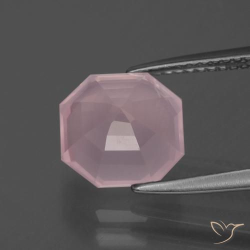 3,56 ctw natürlicher rosafarbener Rosenquarz, Smaragdschliff, Transparent