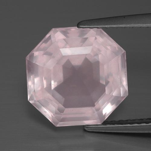 5,44 ctw natürlicher rosafarbener Rosenquarz, Smaragdschliff, Transparent
