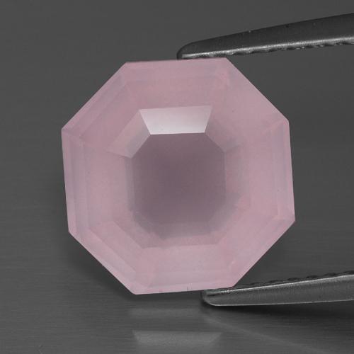 4,08 ctw natürlicher rosafarbener Rosenquarz, Smaragdschliff, Transparent