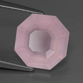 4,08 ctw natürlicher rosafarbener Rosenquarz, Smaragdschliff, Transparent