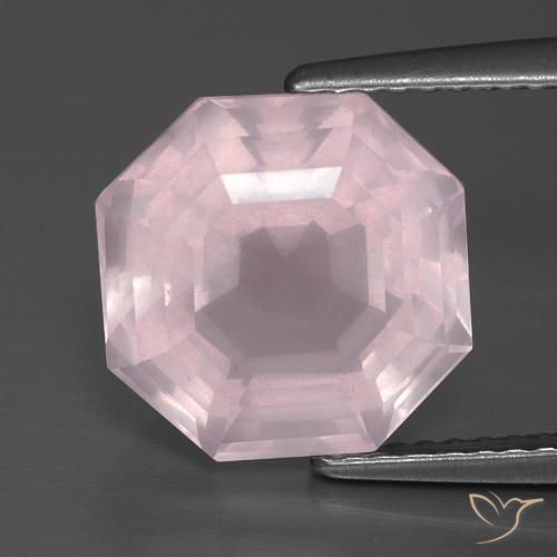 5.01ct Natürlicher hellrose-rosa Rosenquarz, Smaragdschliff, Transparent
