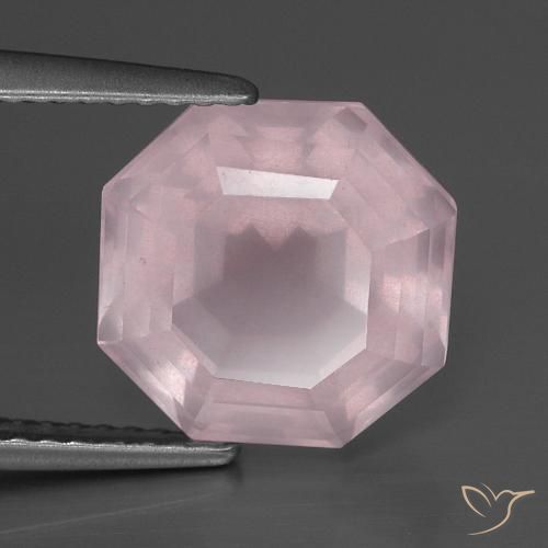 5.01ct Natürlicher hellrose-rosa Rosenquarz, Smaragdschliff, Transparent