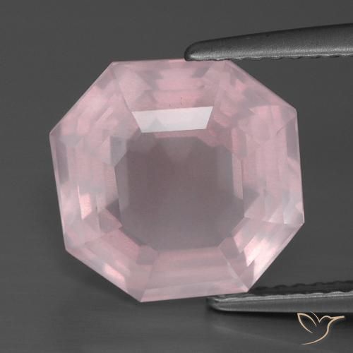 5.56ct Natürlicher hellrose-rosa Rosenquarz, Smaragdschliff, Transparent