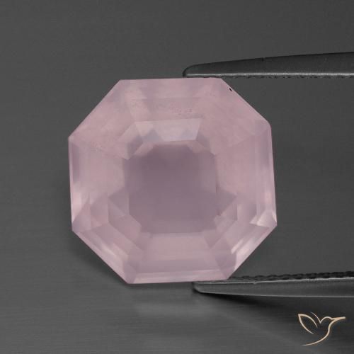 9.93ct Natürlicher Mittelrosa Rosa Rosenquarz, Smaragdschliff, Transparent