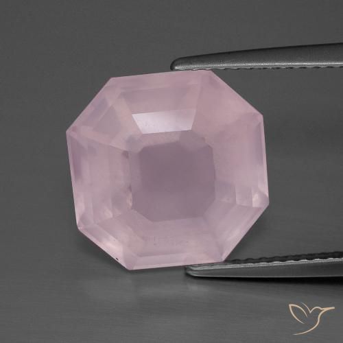 8.20ct Natürlicher Mittelrosa Rosa Rosenquarz, Smaragdschliff, Transparent