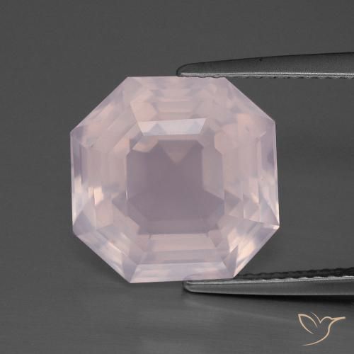 9.02ct Natürlicher hellrose-rosa Rosenquarz, Smaragdschliff, Transparent