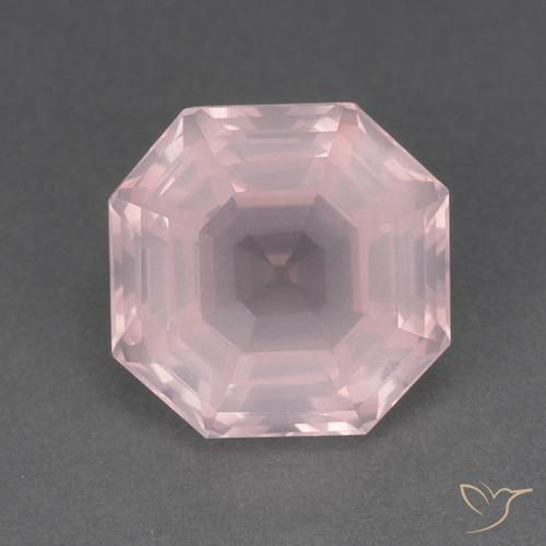 8.79ct Natürlicher hellrosa Rosenquarz, Smaragdschliff, Transparent