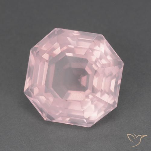 9,17 ctw natürlicher hellrosa Rosenquarz, Oktagonschliff, Transparent