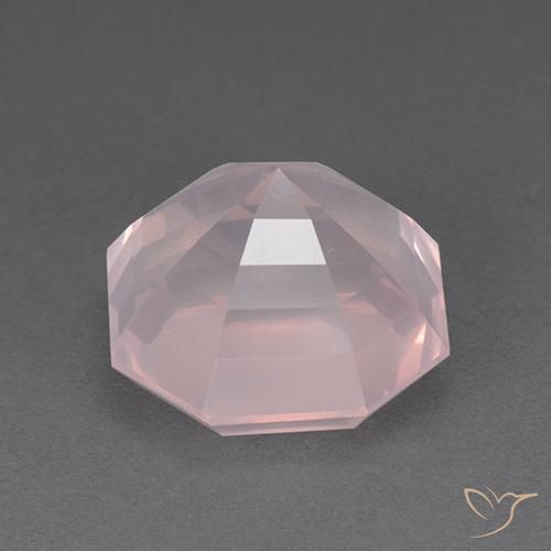 9,17 ctw natürlicher hellrosa Rosenquarz, Oktagonschliff, Transparent