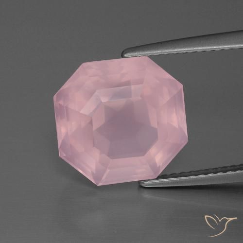 7.55ct Natürlicher rose-rosa Rosenquarz, Smaragdschliff, Transparent