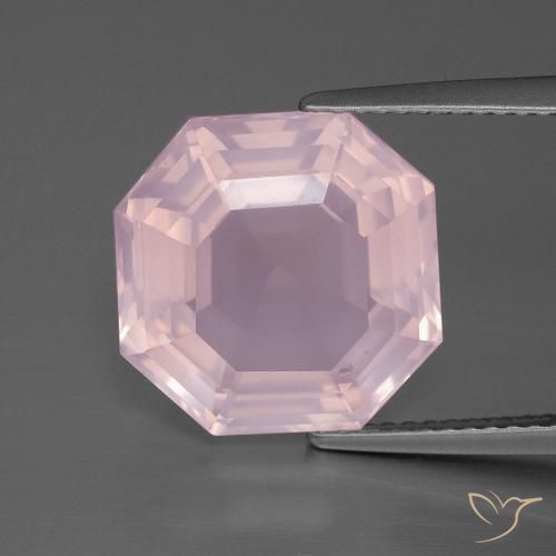 8.43ct Natürlicher hellrosa Rosenquarz, Smaragdschliff, Transparent