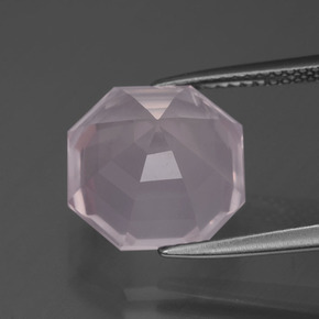 7,42 ctw natürlicher rosafarbener Rosenquarz, Smaragdschliff, Transparent