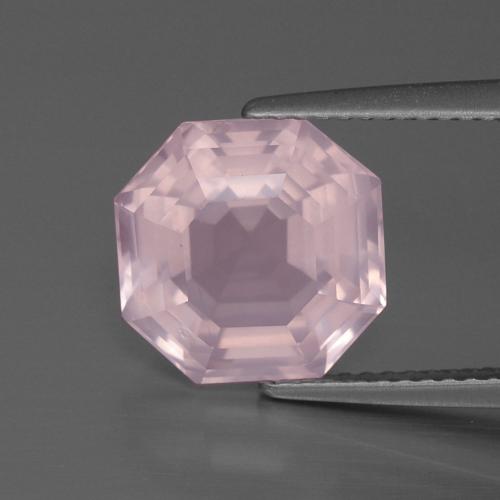 4,67 ctw natürlicher rosafarbener Rosenquarz, Smaragdschliff, Transparent