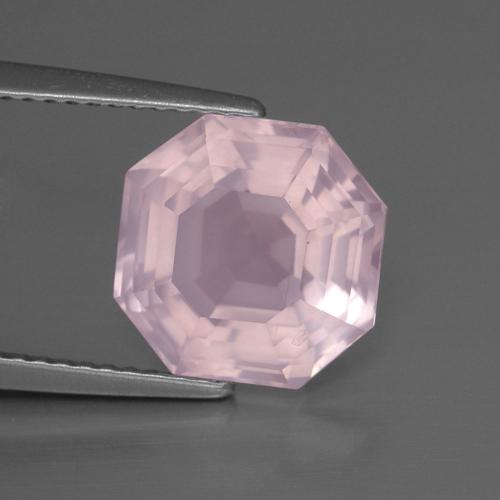 4,67 ctw natürlicher rosafarbener Rosenquarz, Smaragdschliff, Transparent